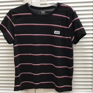 Vans black, red, and white stripe tee